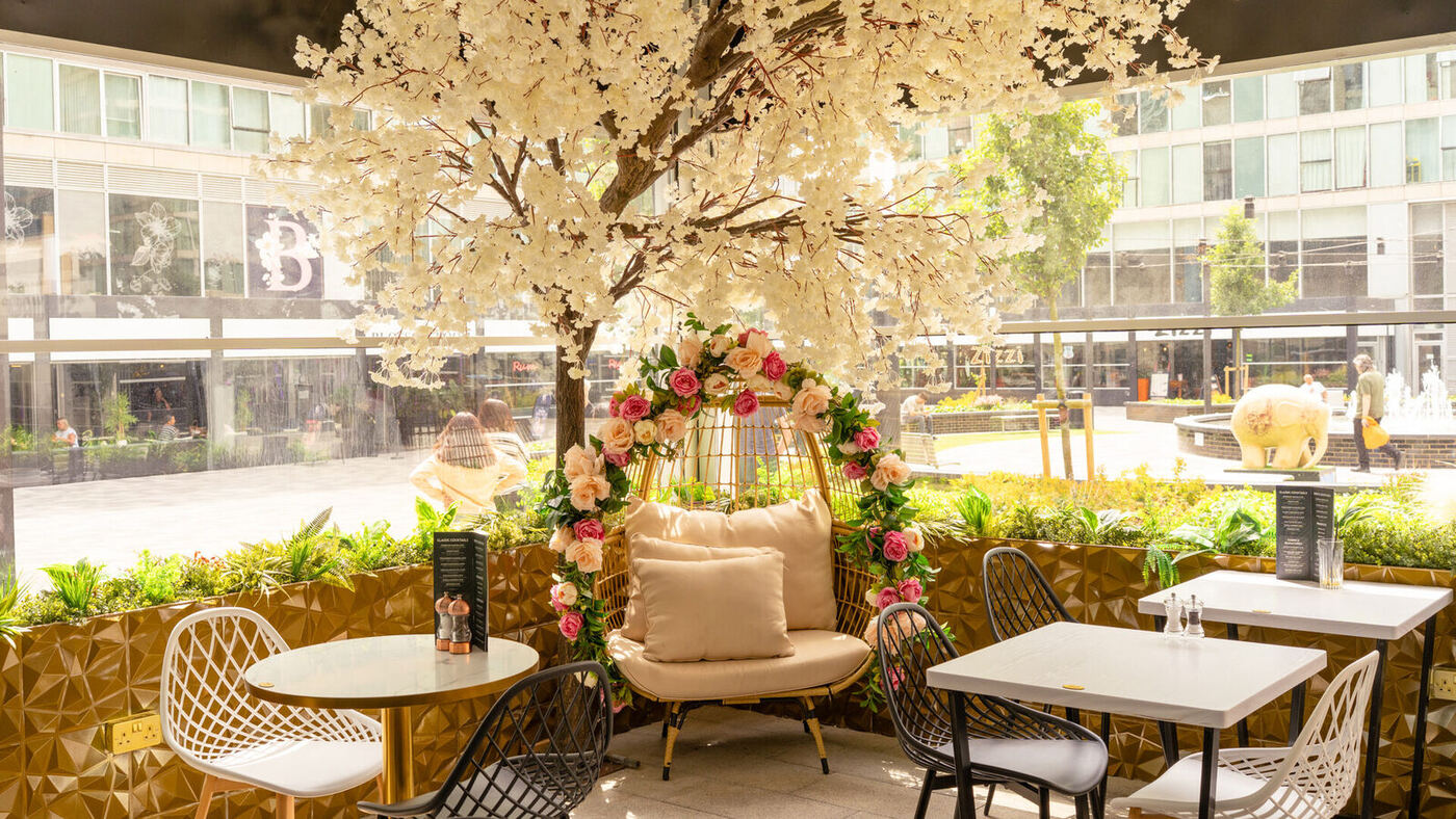 The outdoor terrace at Fabrice Brasserie, Milton Keynes