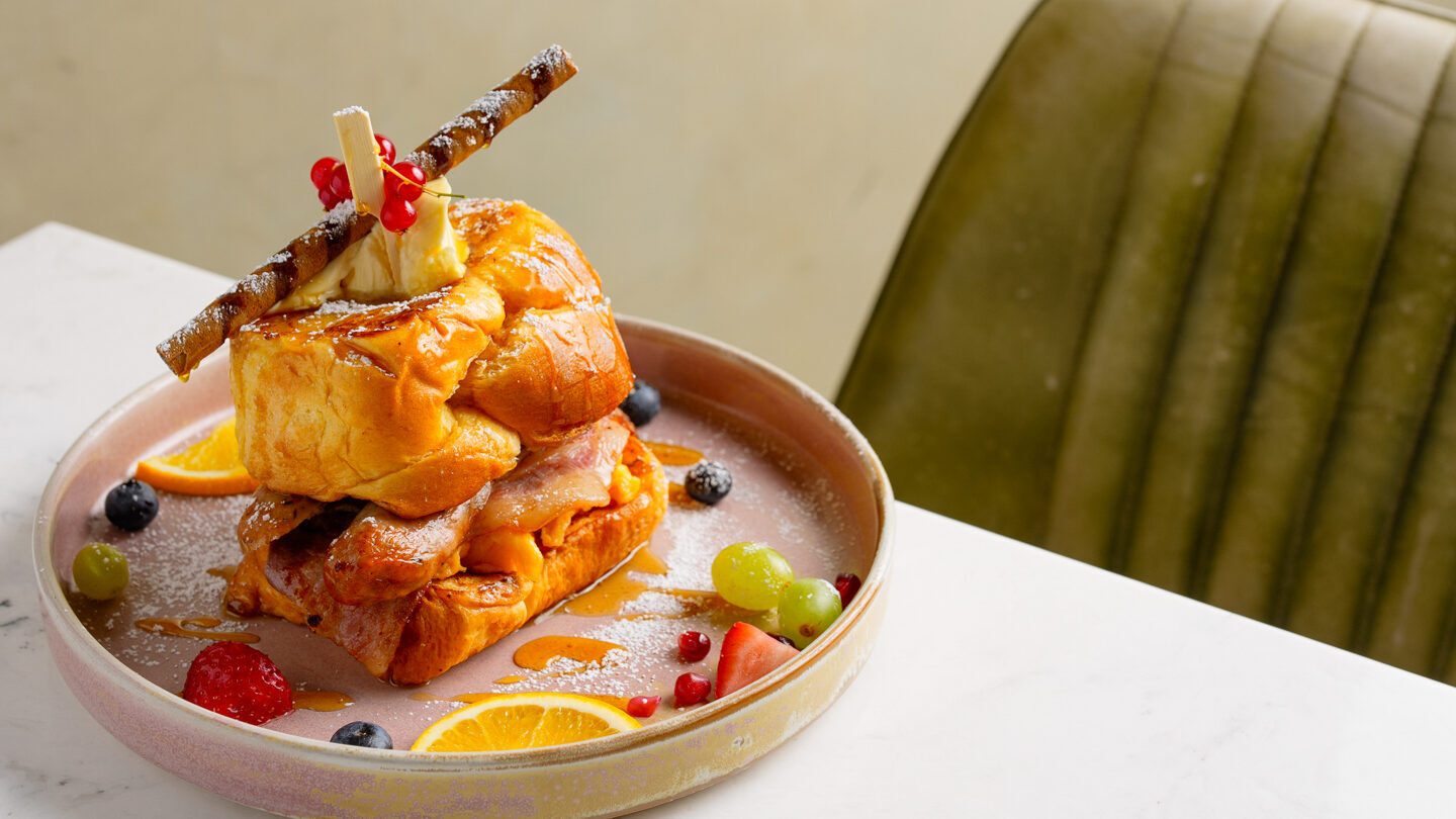 French toast brunch stack at Fabrice Brasserie, Milton Keynes